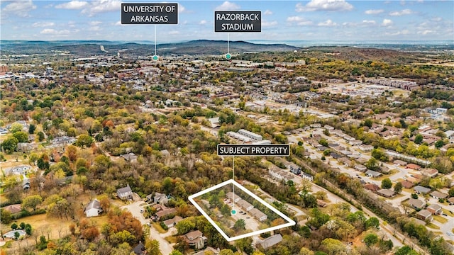 birds eye view of property featuring a mountain view