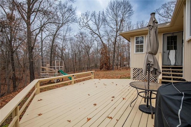 deck featuring area for grilling