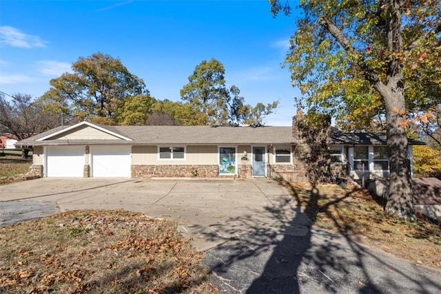 single story home with a garage