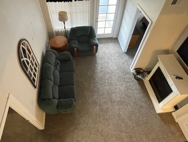 living room featuring carpet floors