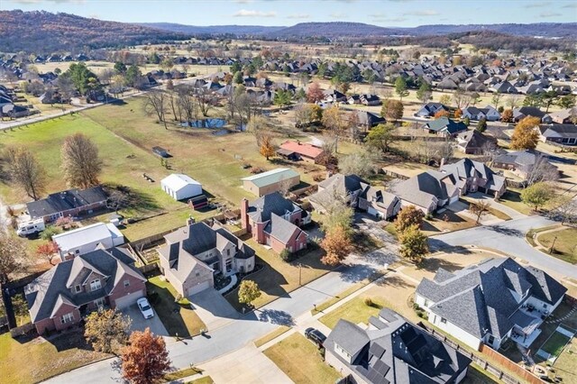 bird's eye view with a mountain view