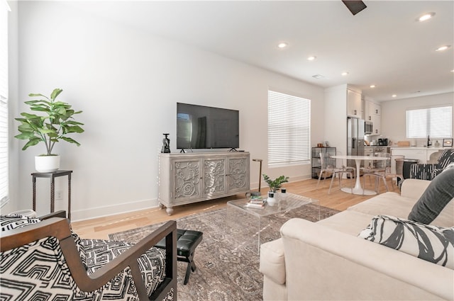 living room featuring light hardwood / wood-style floors