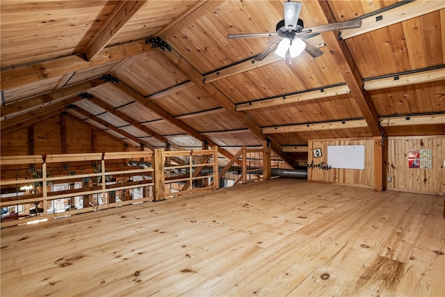 unfinished attic featuring an upstairs landing