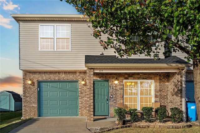 view of front of home with a garage