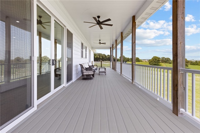 deck featuring ceiling fan