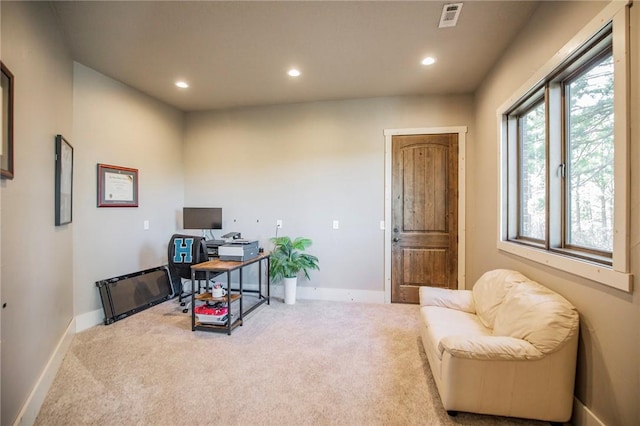 office area featuring carpet floors and a wealth of natural light