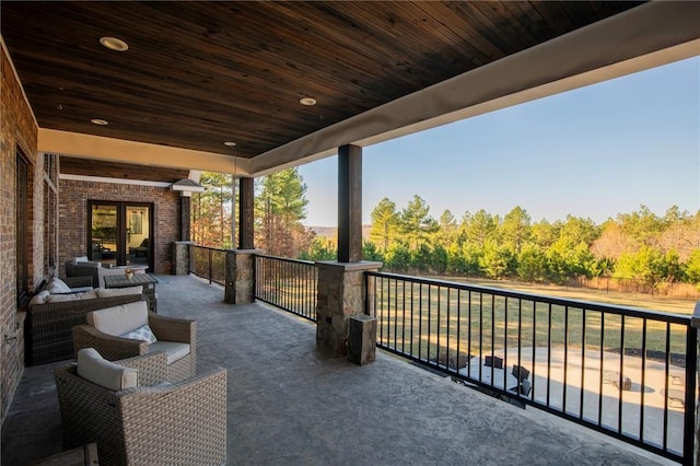 view of patio / terrace featuring a balcony and an outdoor hangout area