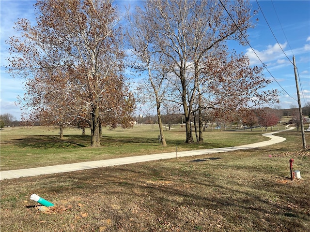 view of property's community featuring a lawn