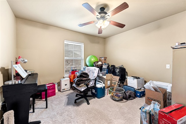 view of carpeted home office