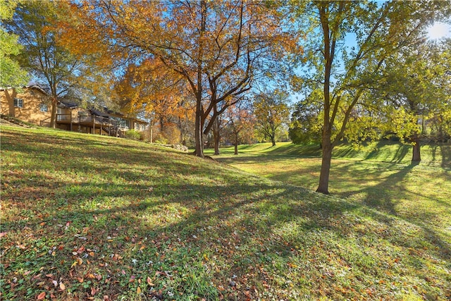 view of yard with a deck