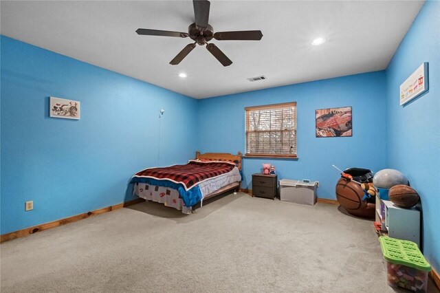15258 Shipe Rd, Gravette, AR 72736 - carpeted bedroom with ceiling fan, recessed lighting, and baseboards