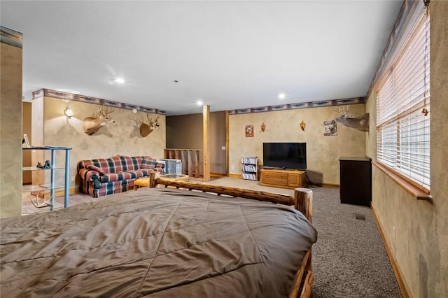 15258 Shipe Rd, Gravette, AR 72736 - carpeted bedroom featuring recessed lighting, baseboards, and wallpapered walls