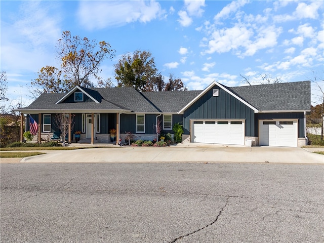 ranch-style house featuring a garage