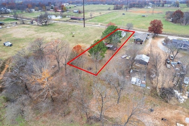 aerial view featuring a rural view