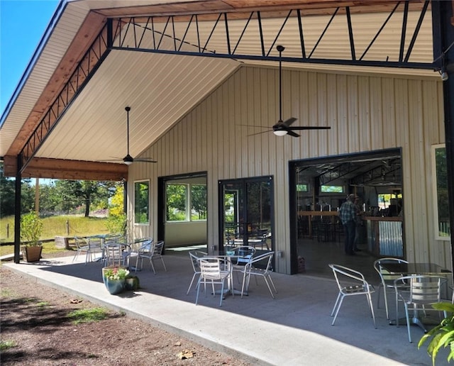 view of patio with ceiling fan