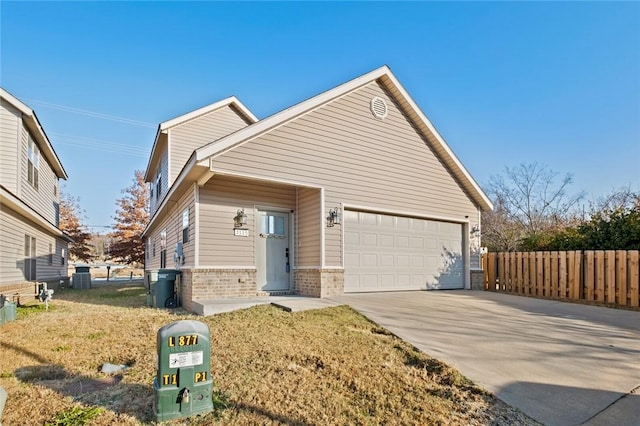 view of front of property featuring central AC and a garage