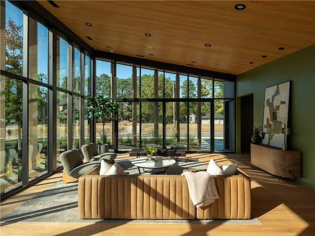 sunroom / solarium with wooden ceiling