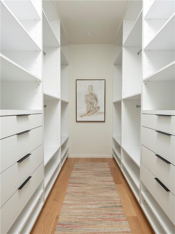 walk in closet featuring light hardwood / wood-style floors