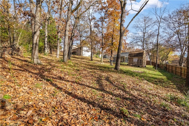 view of yard with an outbuilding