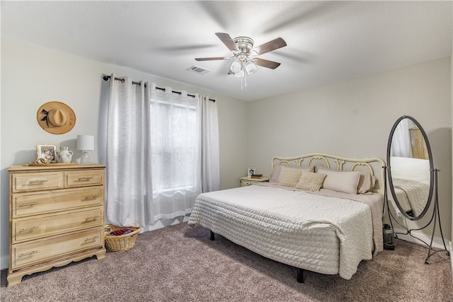 bedroom featuring carpet flooring and ceiling fan