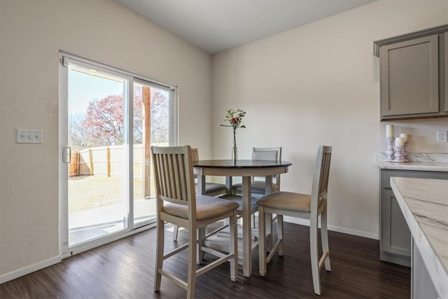 dining room with dark hardwood / wood-style floors