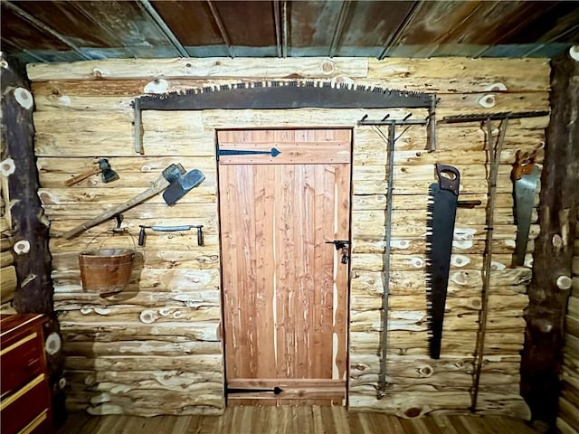 329 Bradley Ridge Rd, Marshall, AR 72650 - detailed view of wood finished floors, wood ceiling, and wood walls