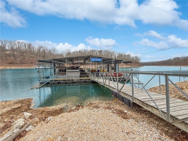 view of dock featuring a water view