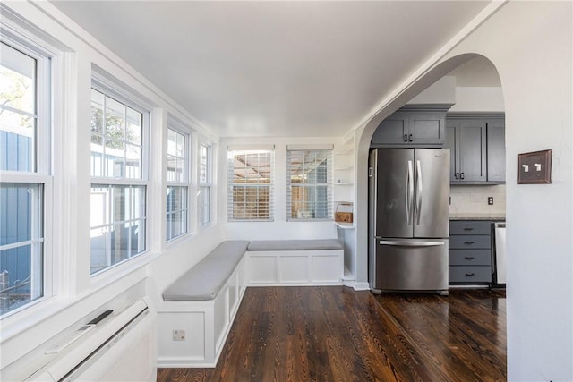 interior space with dark hardwood / wood-style flooring