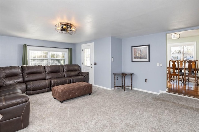 living room with carpet floors