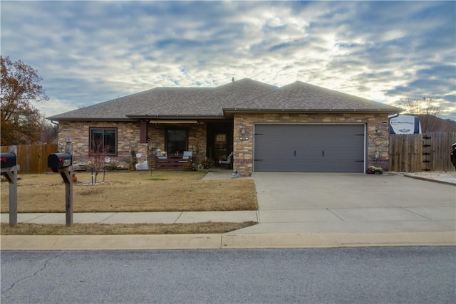 single story home featuring a garage