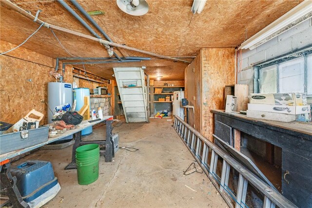 storage area with gas water heater