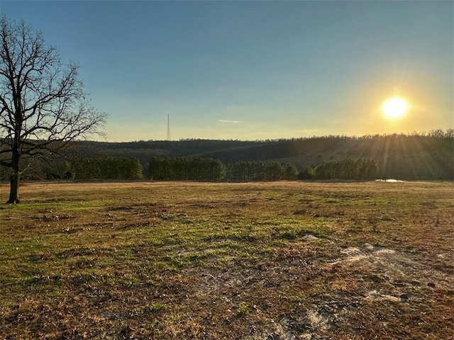 yard at dusk with a rural view