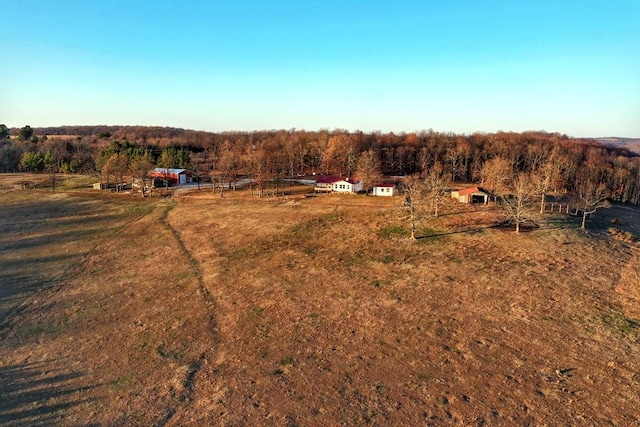 birds eye view of property featuring a rural view