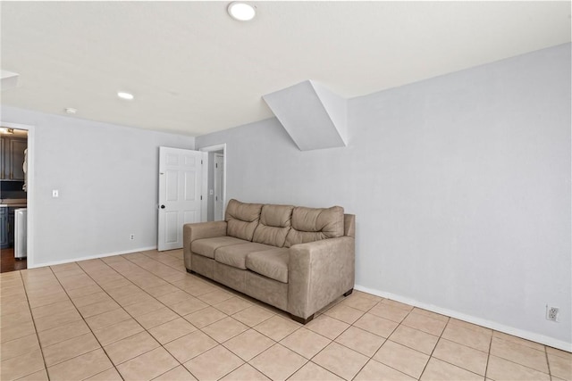 living room with light tile patterned floors