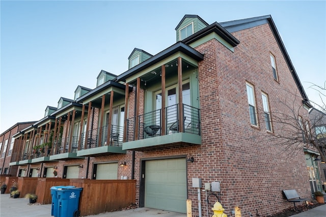 view of building exterior featuring a garage