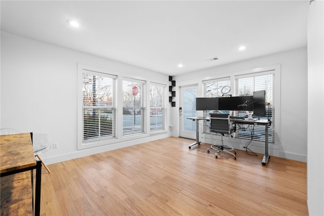 office area featuring light wood-type flooring