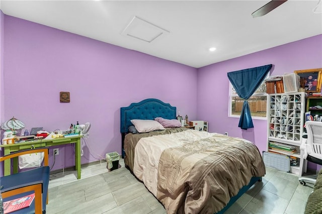 bedroom featuring ceiling fan