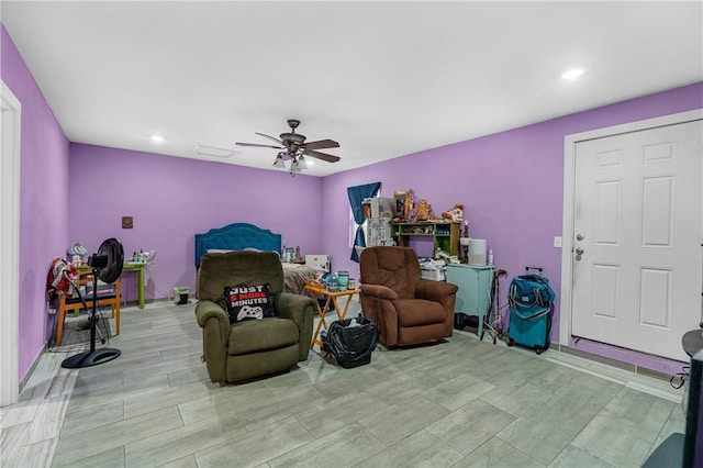 bedroom featuring ceiling fan