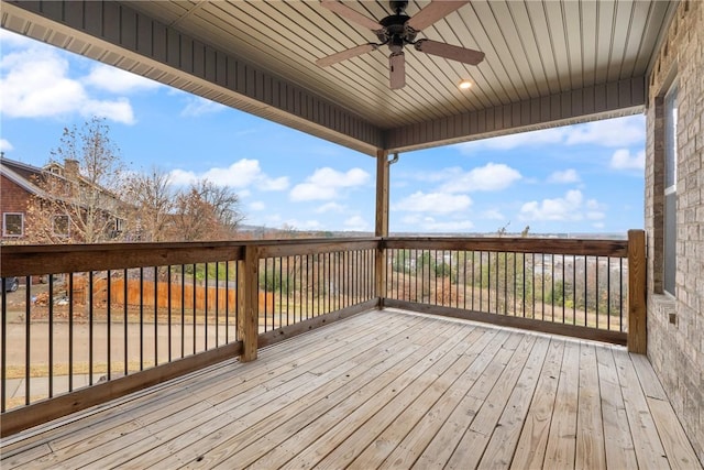 deck featuring ceiling fan