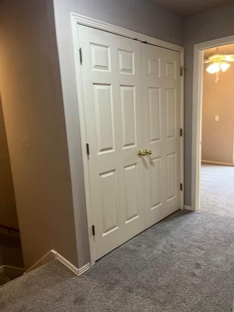 hallway with carpet floors