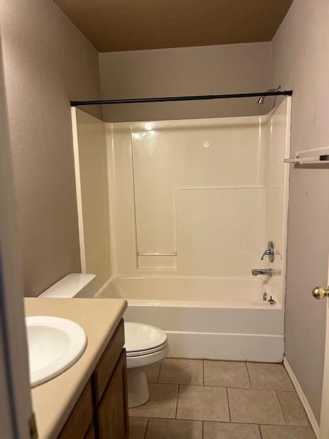 full bathroom featuring tile patterned flooring, vanity, toilet, and tub / shower combination