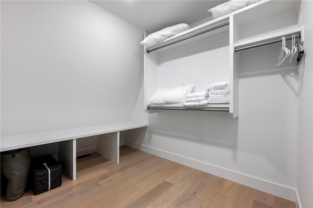 walk in closet featuring wood finished floors