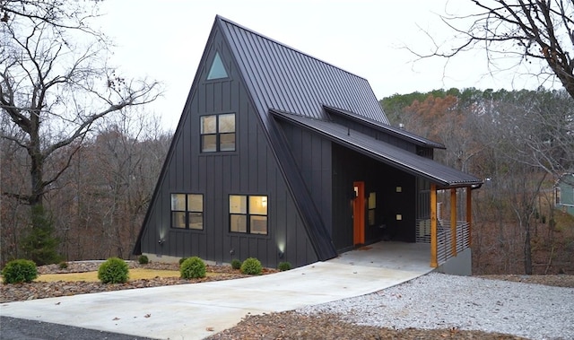 modern farmhouse with a carport