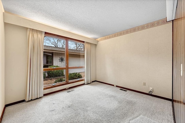 spare room with carpet and a textured ceiling