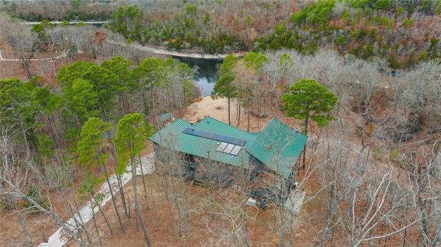 bird's eye view featuring a water view