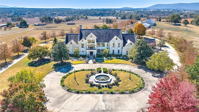 aerial view with a mountain view