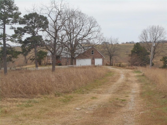 view of road featuring a rural view