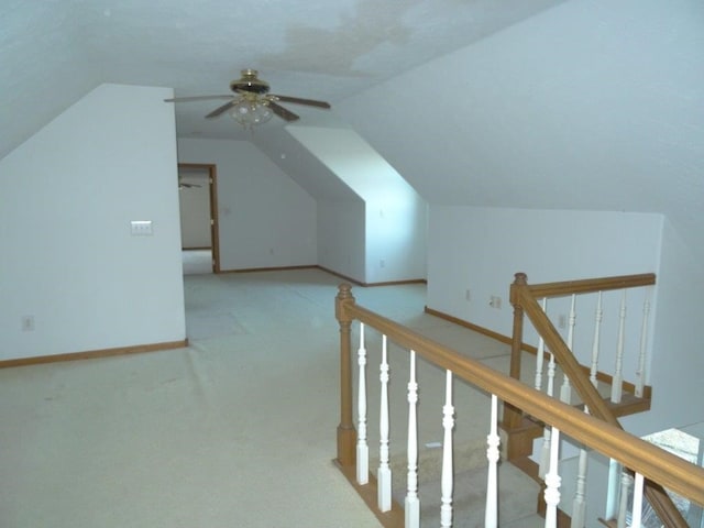 bonus room featuring ceiling fan and lofted ceiling