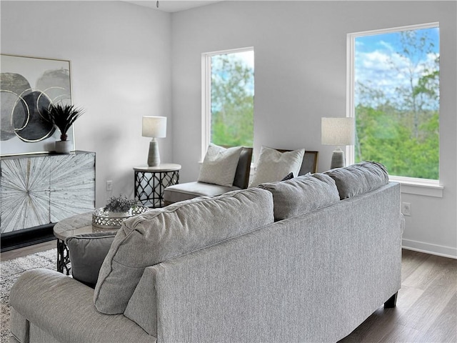 5341 Selah St, Springdale, AR 72764 - living room featuring dark wood finished floors and healthy amount of natural light