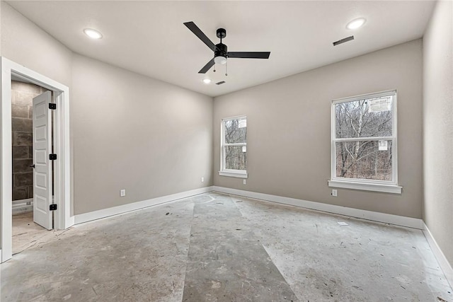 spare room featuring ceiling fan